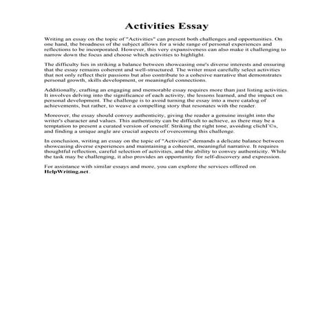 Activities Essay