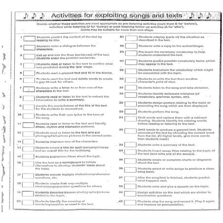 Activities for exploiting songs