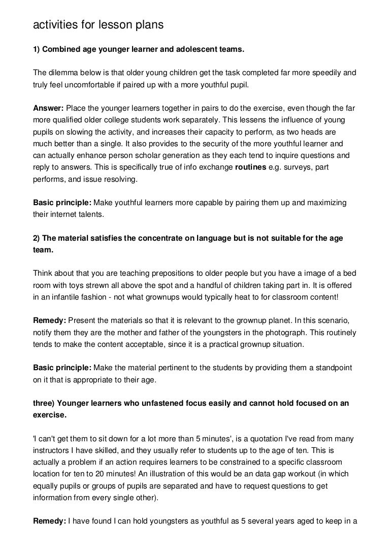 activities for lesson plans