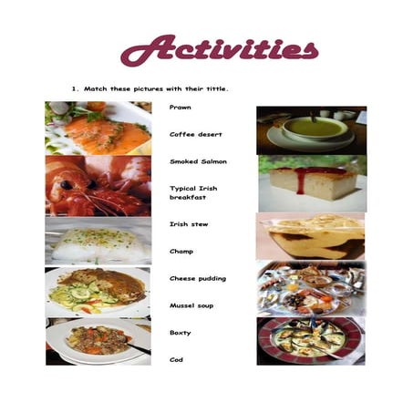 Activities irish foods | DOCX