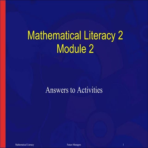 NCV 2 Mathematical Literacy Hands-On Training Activities Module 2