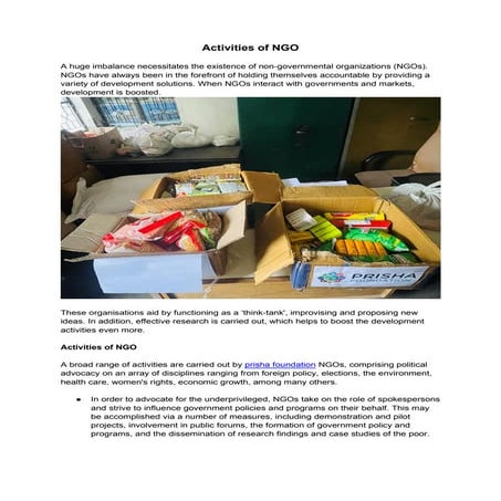 Activities of NGO