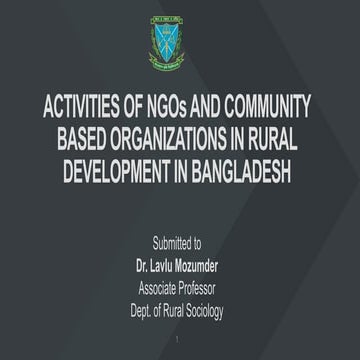 ACTIVITIES OF NGOs AND COMMUNITY BASED ORGANIZATIONS IN RURAL DEVELOPMENT IN ...