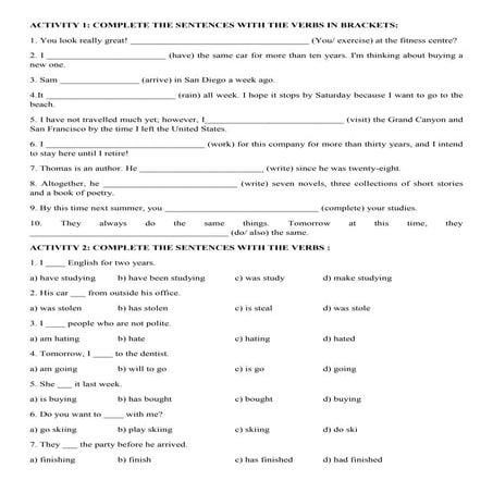 Activities of tenses