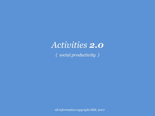Activities: Social Productivity