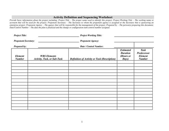 Activity definition-and-sequencing-worksheet-1.2 | PPT