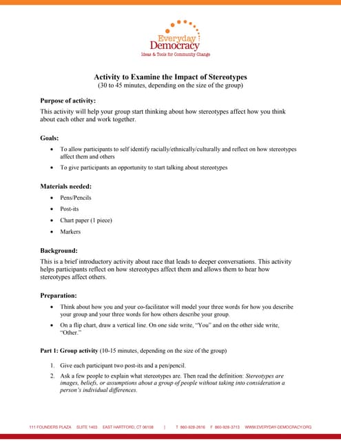 Activity to Explore the Impact of S...