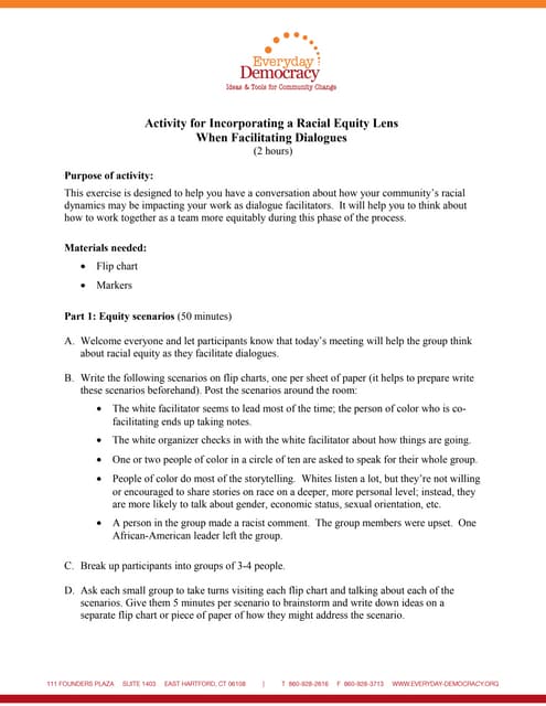 Activity for Incorporating a Racial...