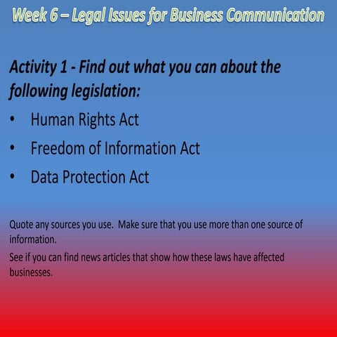 Activity 1   legal issues for business communication