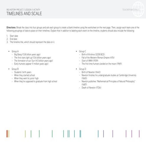 Lesson 1.1 Activity: Timelines and Scale | PDF