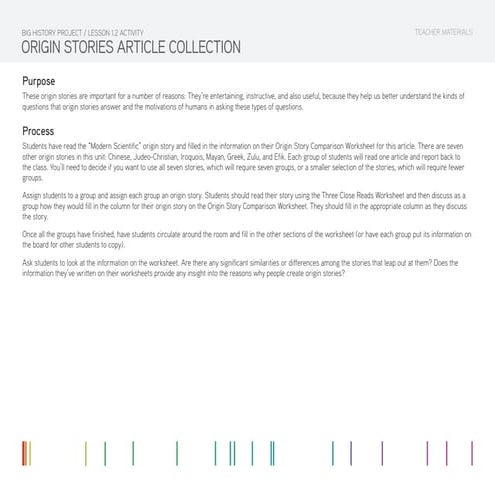 Lesson 1.2 Activity: Origin Stories Article Collection | PDF