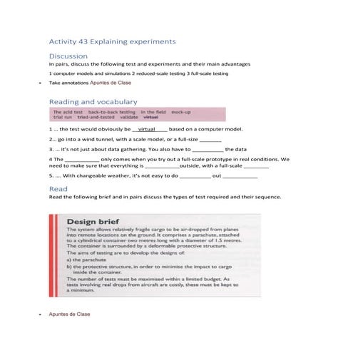 Activity 43 explaining experiments