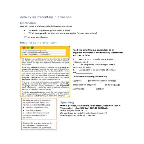 Activity 44 presenting information