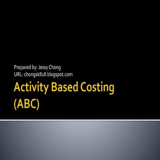 Activity based costing