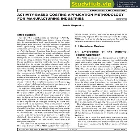 Activity Based Costing