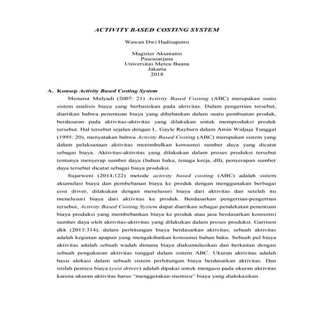 Activity based costing system | PDF