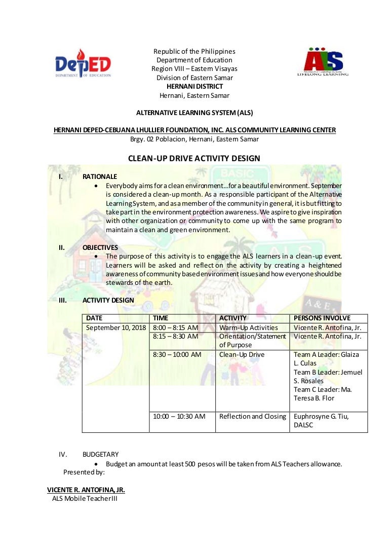 Clean Up Drive Activity Design
