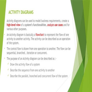 ACTIVITY DIAGRAMS IN OBJECT ORIENTED ANALYSIS AND DESIGN | PPTX