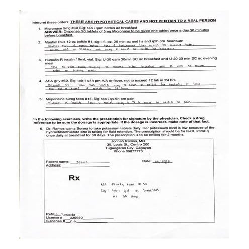 Activity for prescription and prescription writing | PDF