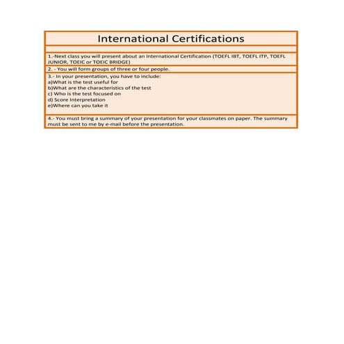 Activity international certifications