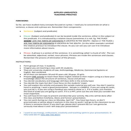 Activity linguistics apr 18th morning