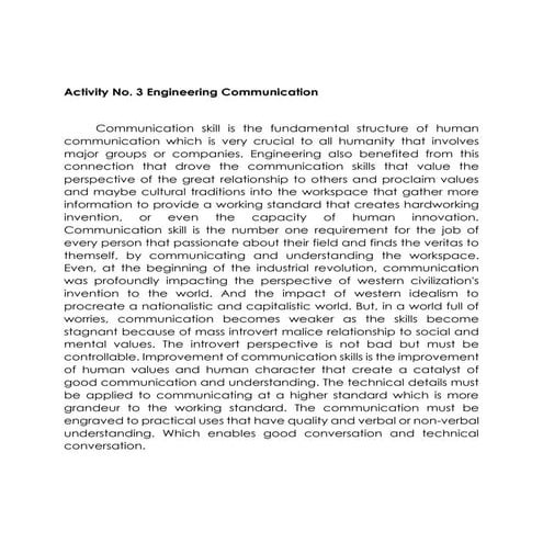 Essay about Engineering Communication