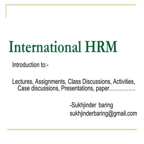 course module of IHRM