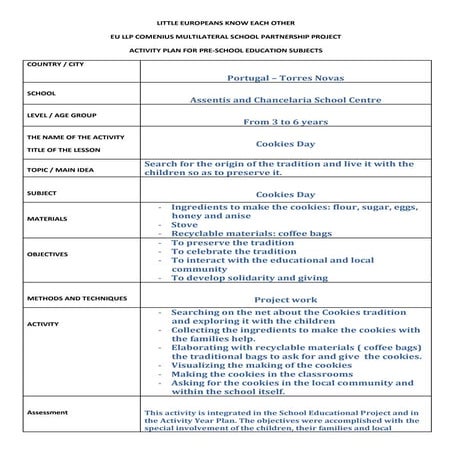 Activity plan   cookies day