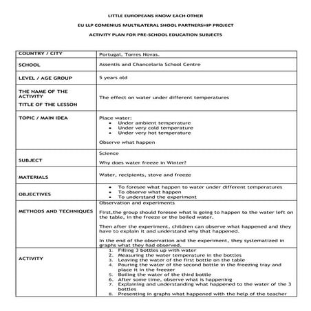 Activity plan   science project