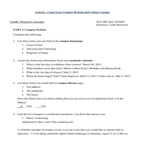 Using Your Campus Website and College Catalog