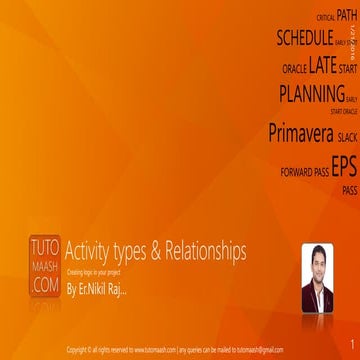 Activity Types and Relationships in Primavera p6 