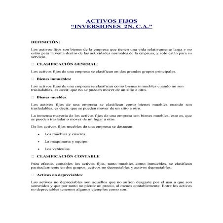 Activos fijos   inversora 2 n, c.a. 11-11-2014