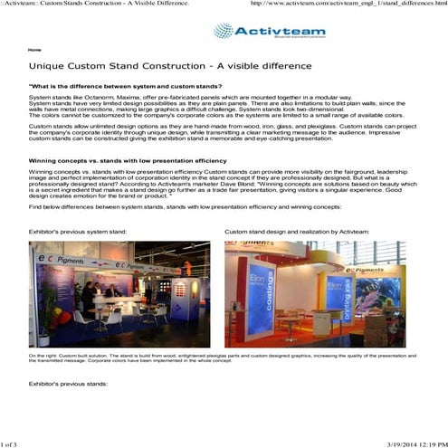 Activteam - Custom stands construction - A visible difference.