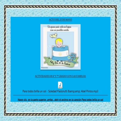 Acto del 25 de mayo actividades de 6 y 7 grado