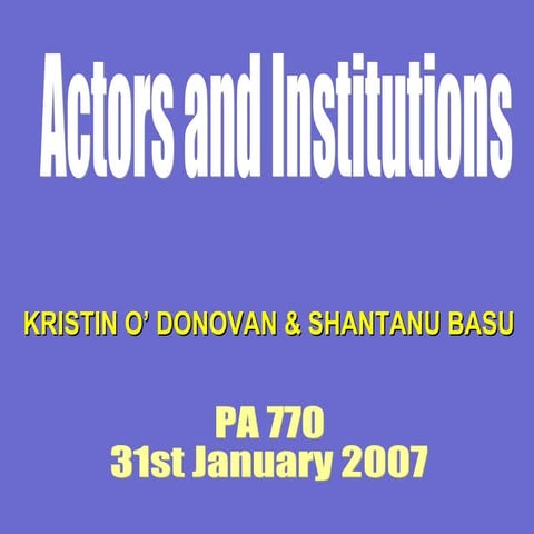 Actors and institutions in public management