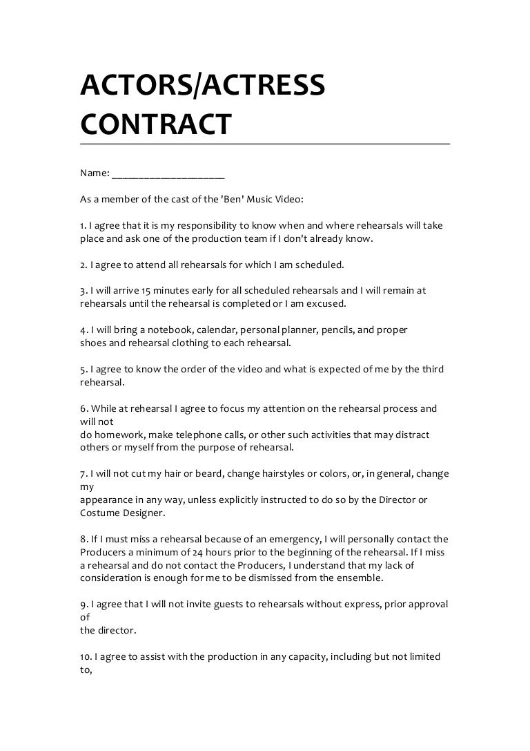 download free contracts for actors in a series