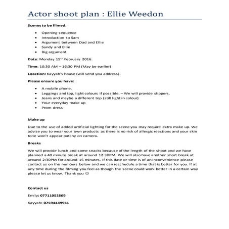 Callsheet | DOCX
