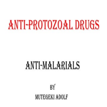 ACTs (Artemisinin-Based Combination Therapies) ACTs are the first-line ...