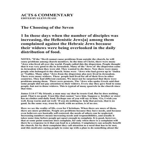 Acts 6 commentary | PDF