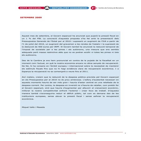Nota mensual d'actualitat econòmica Set09