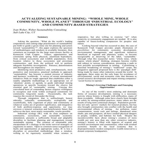 Actualizing sustainable mining rev5:  Close examination of mining contaminati...