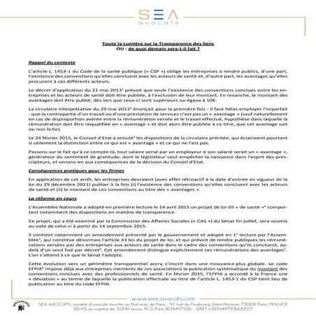 Actu transparence SEA Avocats