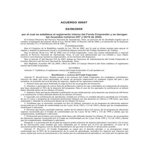 Acuerdo 00007 De 2005