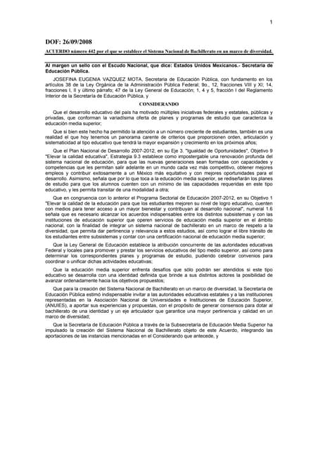 Acuerdo 442, sistema nacional de ba...