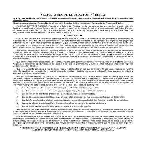 Acuerdo 696 normas generales de evaluacion......