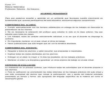 Acuerdo Pedagógico del aula virtual