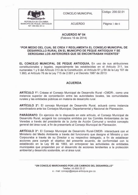 Acuerdo Consejo Municipal de Desarr...