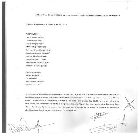 Acuerdo de contratación de verano 2013
