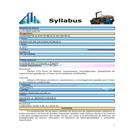 Syllabus modelos gestión pública