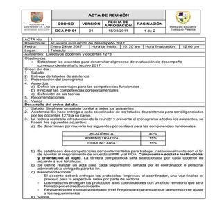 Acuerdos evaluacion de desempeño 2017